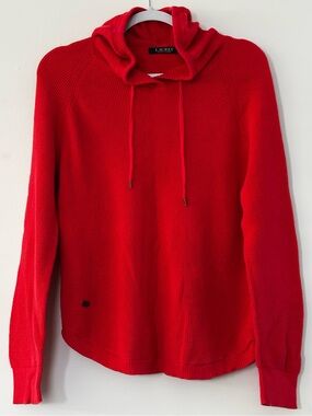 Ralph Lauren Red Knit Hooded Crewneck Sweater